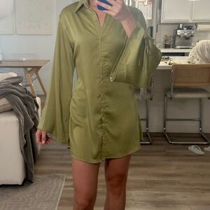 NWOT Olive Green Shirt Dress White Fox
